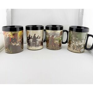 Vintage American Revolutionary War Series Thermo-Serv Plastic Coffee Mugs. 1970s